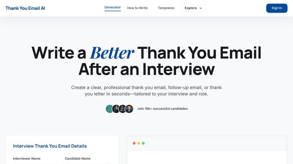 Screenshot of Thank You Email AI