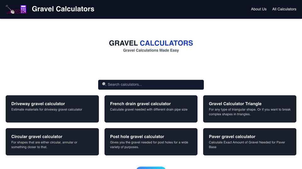 Screenshot of Gravel Calculators
