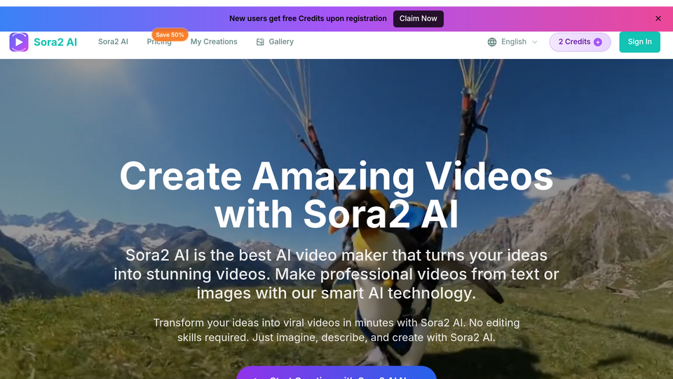 Screenshot of sora2 ai