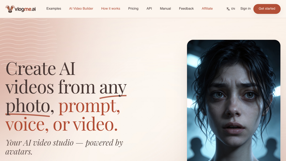 Screenshot of VlogMe.AI