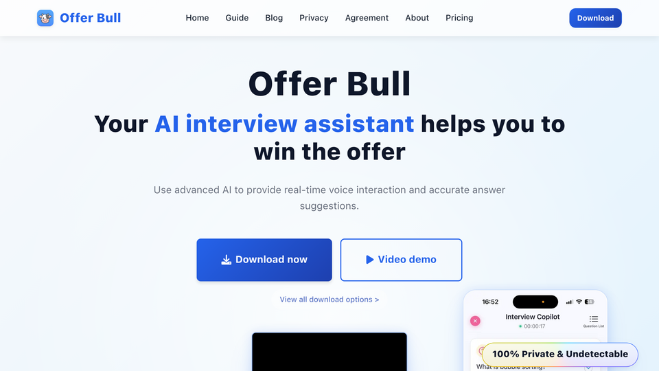 Screenshot of Offer Bull