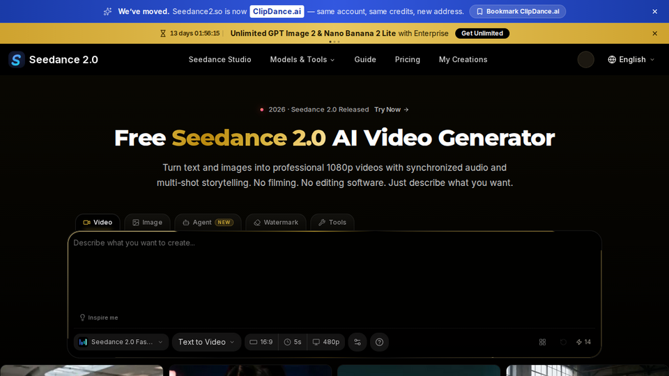 Screenshot of ClipDance.ai