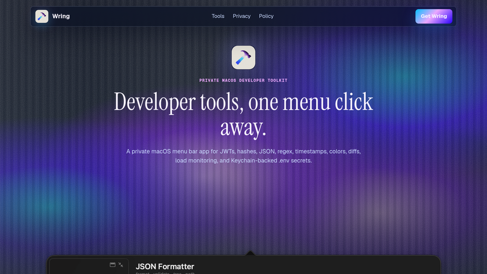 Screenshot of Wring - Developer Tools