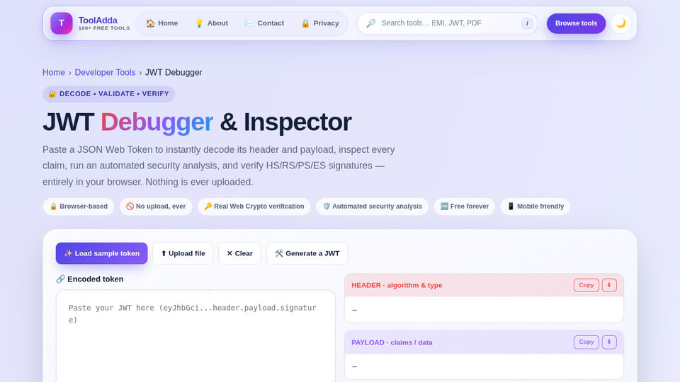 Screenshot of JWT Debugger