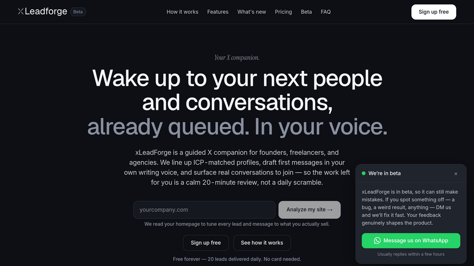 Screenshot of XLeadForge