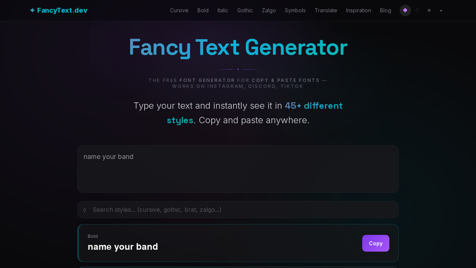 Screenshot of FancyText.dev