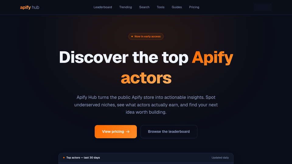Screenshot of Apify Hub