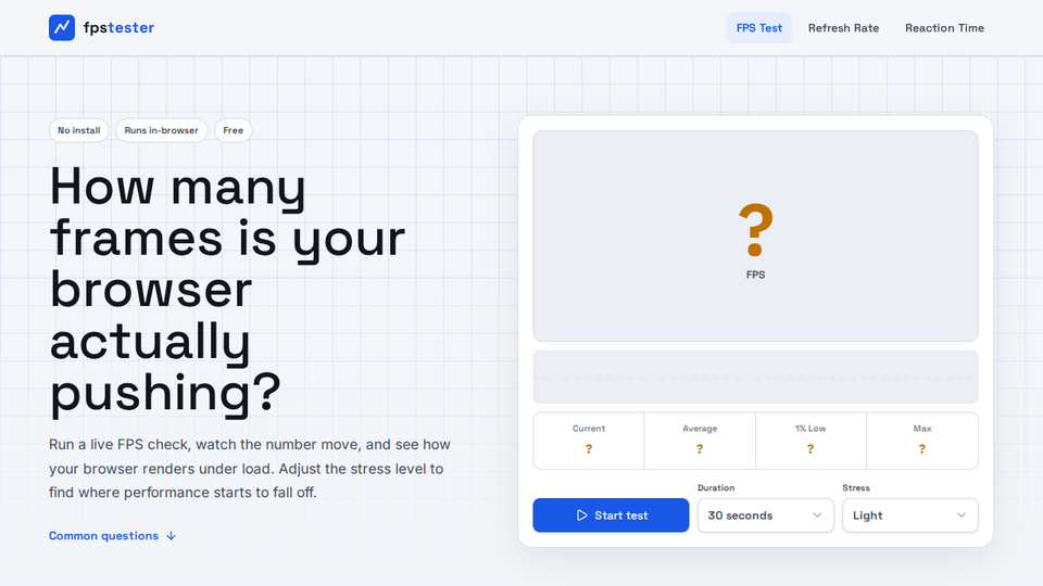 Screenshot of fpstester