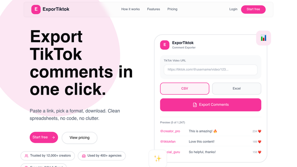 Screenshot of ExporTiktok