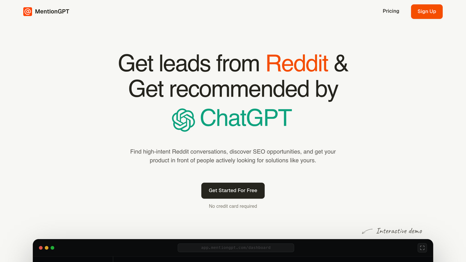 Screenshot of MentionGPT