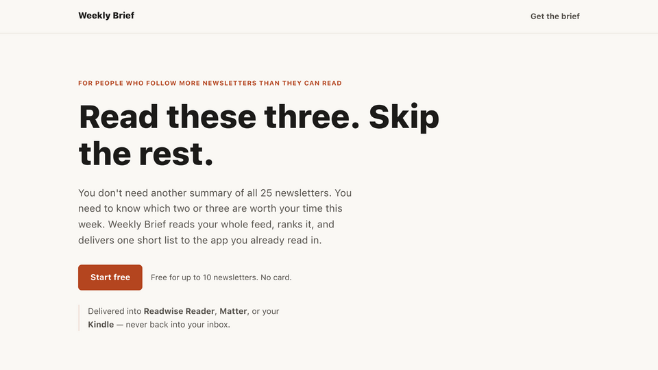 Screenshot of Weekly Brief