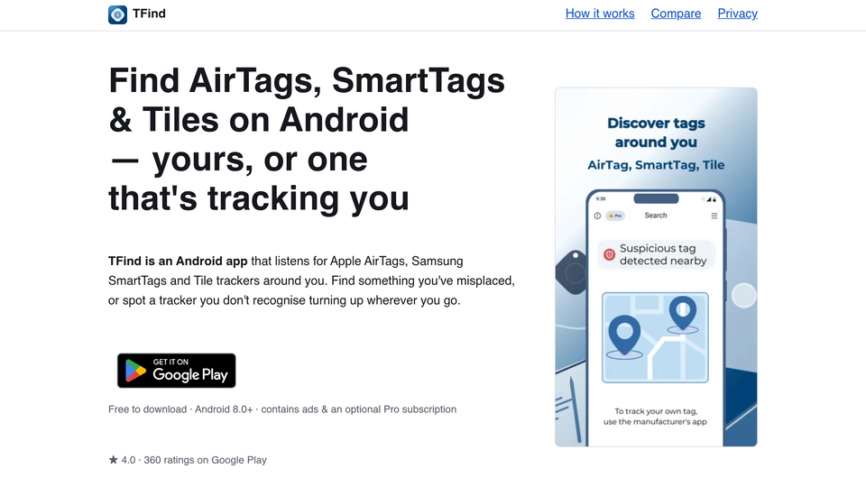 Screenshot of TFind Tracker Detector