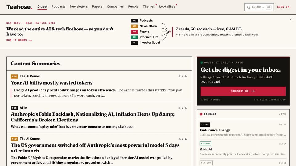 Screenshot of Teahose