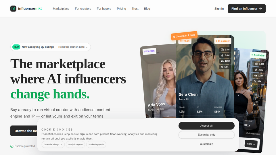 Screenshot of InfluencerMkt