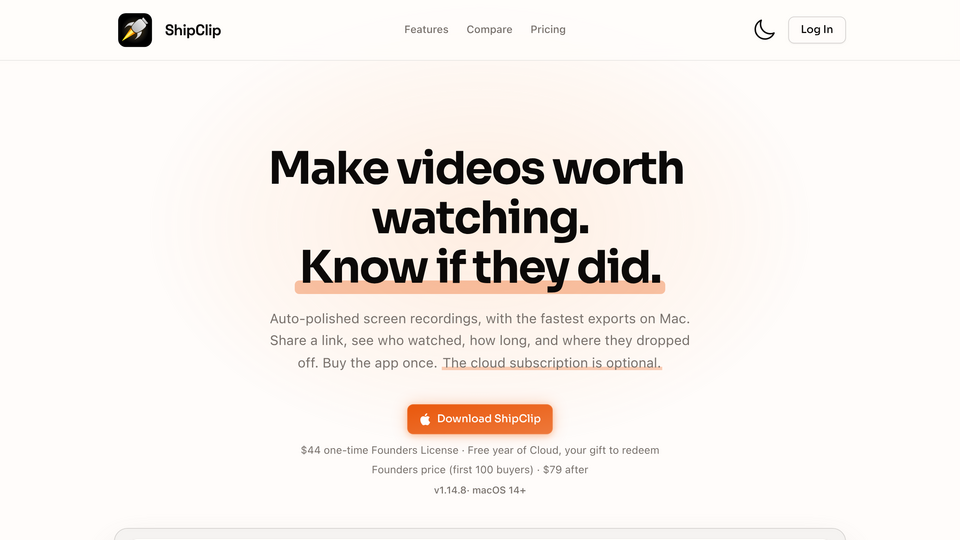 Screenshot of ShipClip