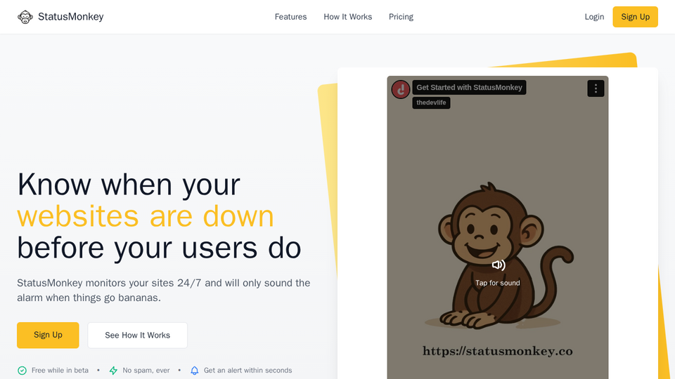 Screenshot of StatusMonkey