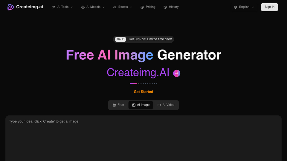 Screenshot of AI Image Generator