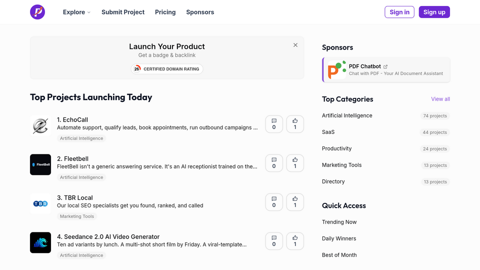 Screenshot of Product Launchify
