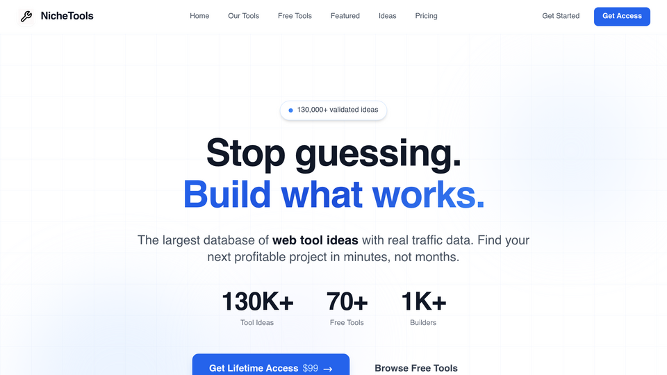 Screenshot of Niche Tools