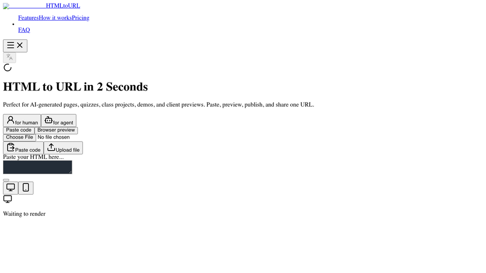 Screenshot of HTML to URL
