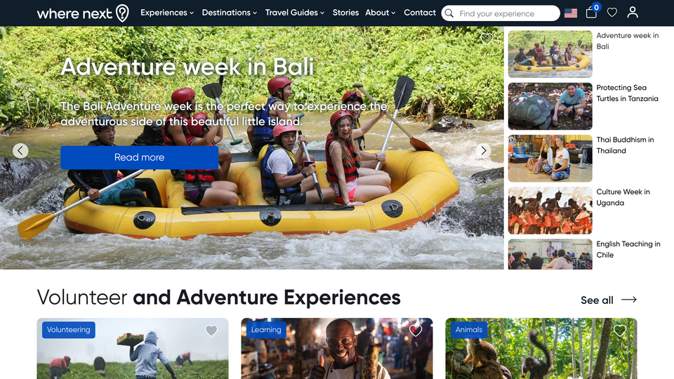 Screenshot of WhereNext Experiences
