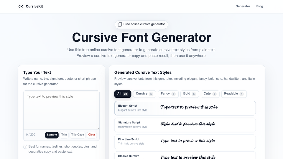 Screenshot of CursiveKit
