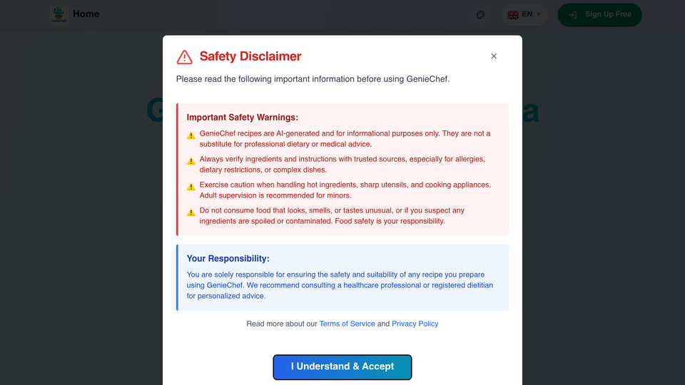 Screenshot of GenieChef