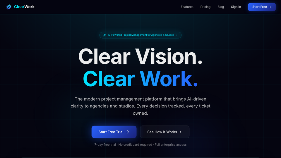 Screenshot of ClearWork App