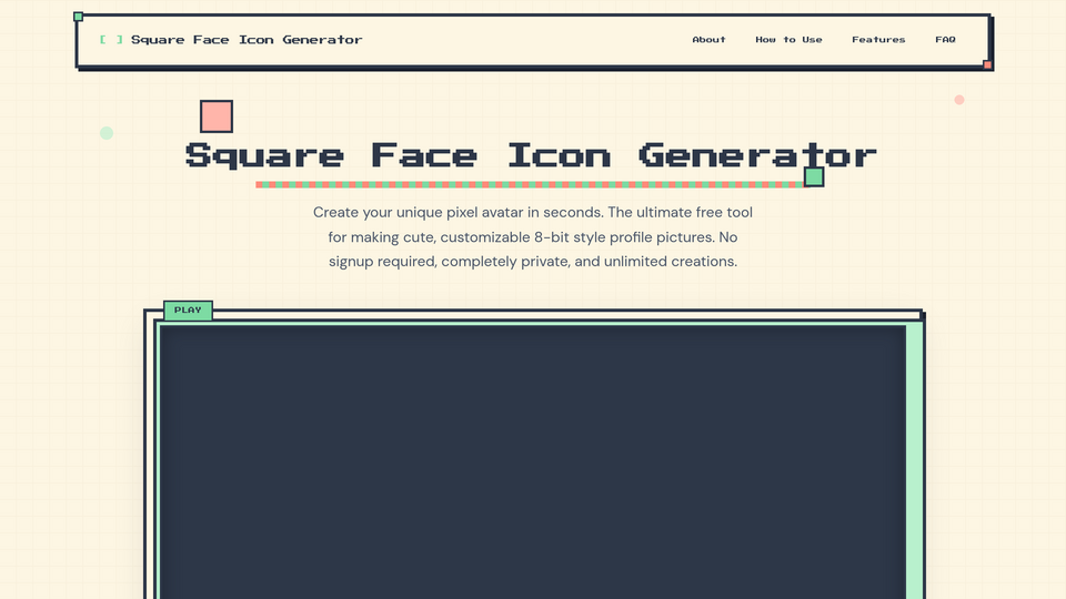 Screenshot of square face generator