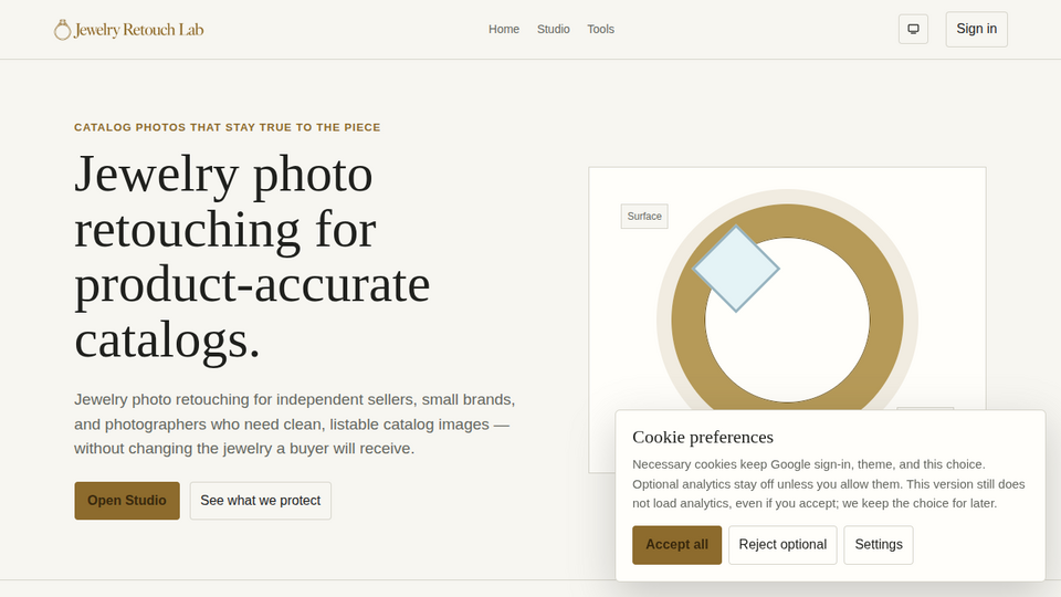 Screenshot of Jewelry Retouch Lab