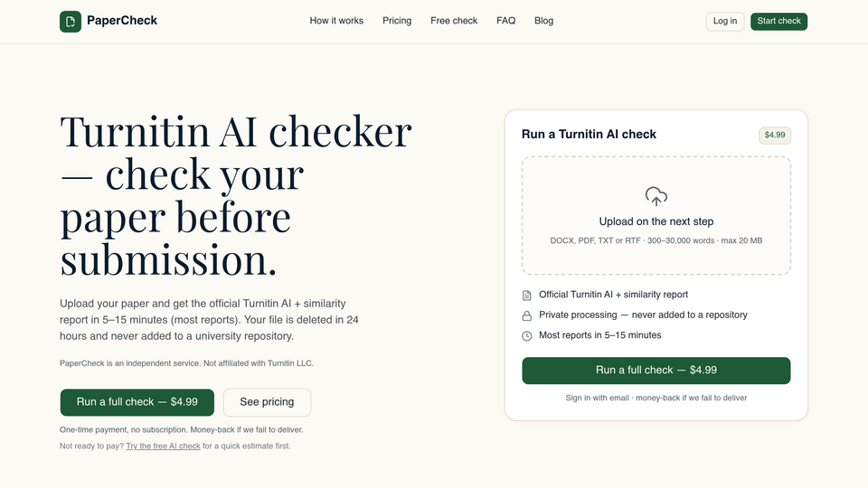 Screenshot of PaperCheck