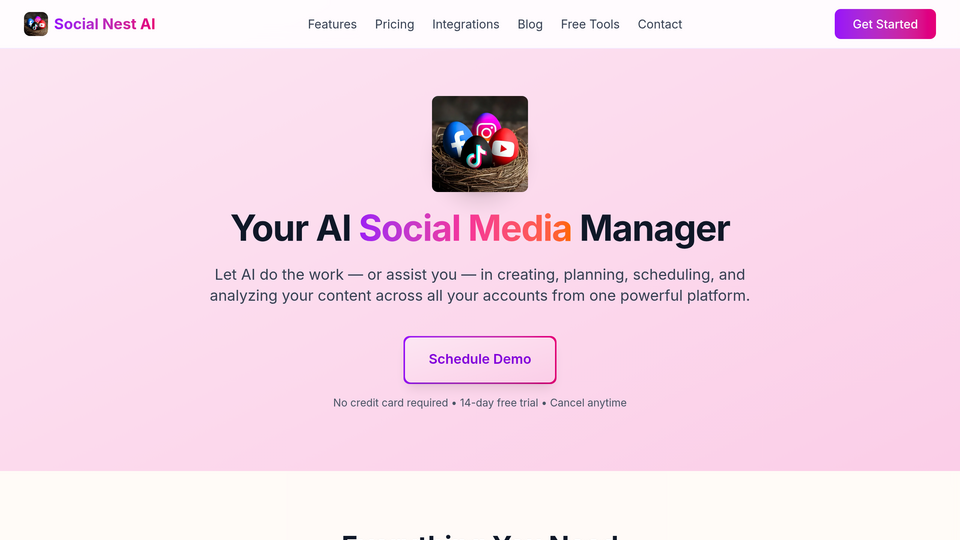 Screenshot of Social Nest AI
