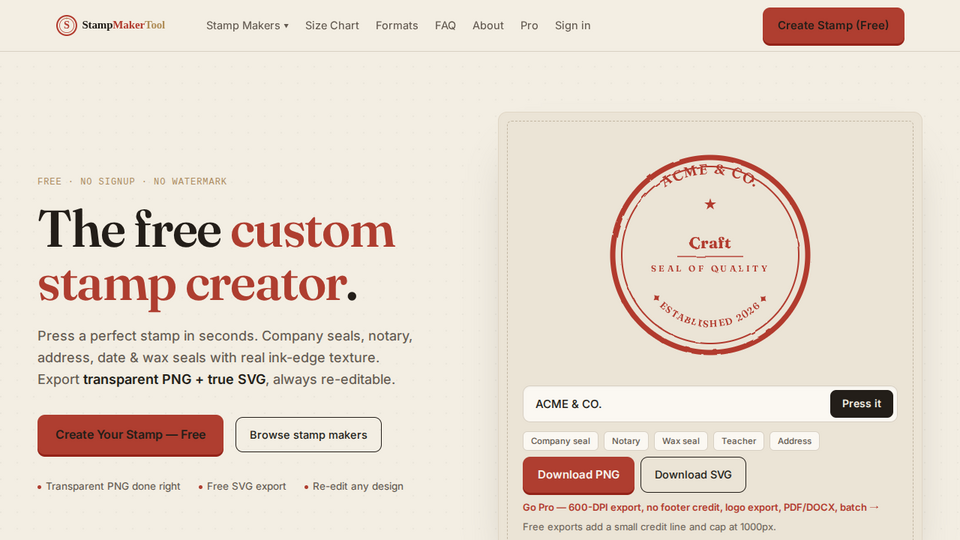 Screenshot of Stamp Maker Tool