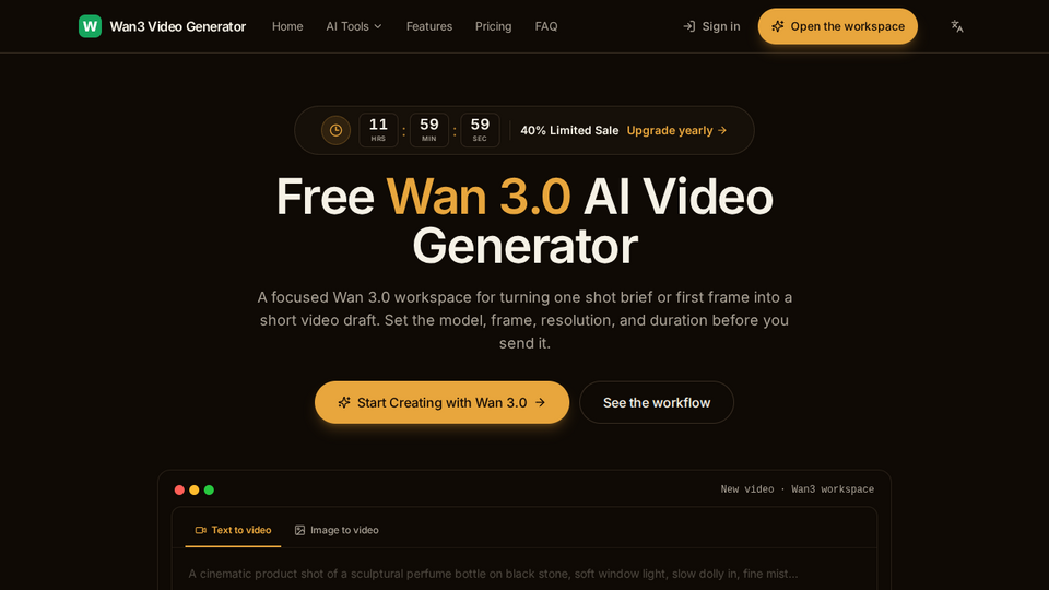Screenshot of Wan3 Video Generator