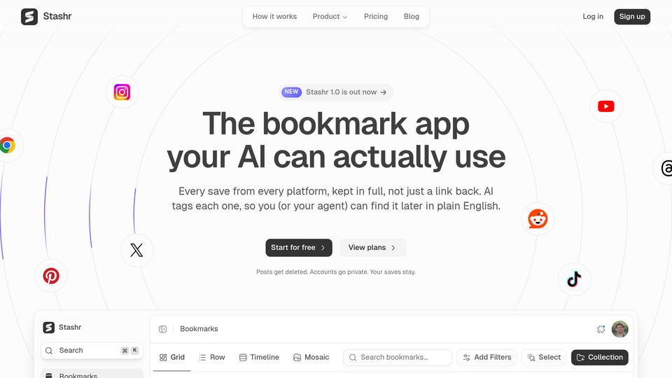 Screenshot of Stashr