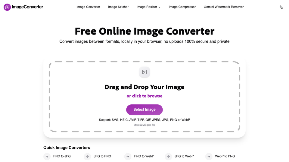 Screenshot of ImageConverter.dev