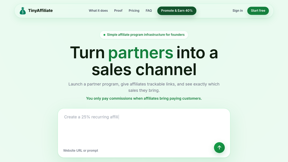 Screenshot of TinyAffiliate