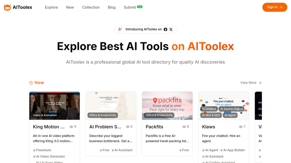 Screenshot of AiToolex