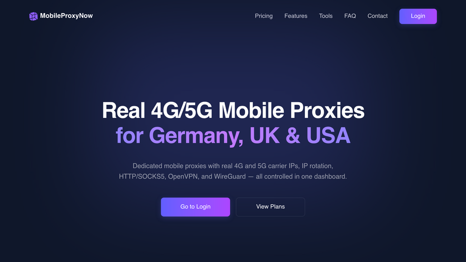 Screenshot of MobileProxyNow