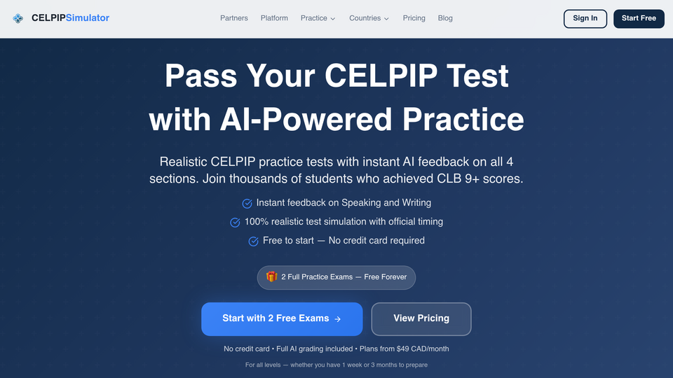 Screenshot of CELPIP Simulator