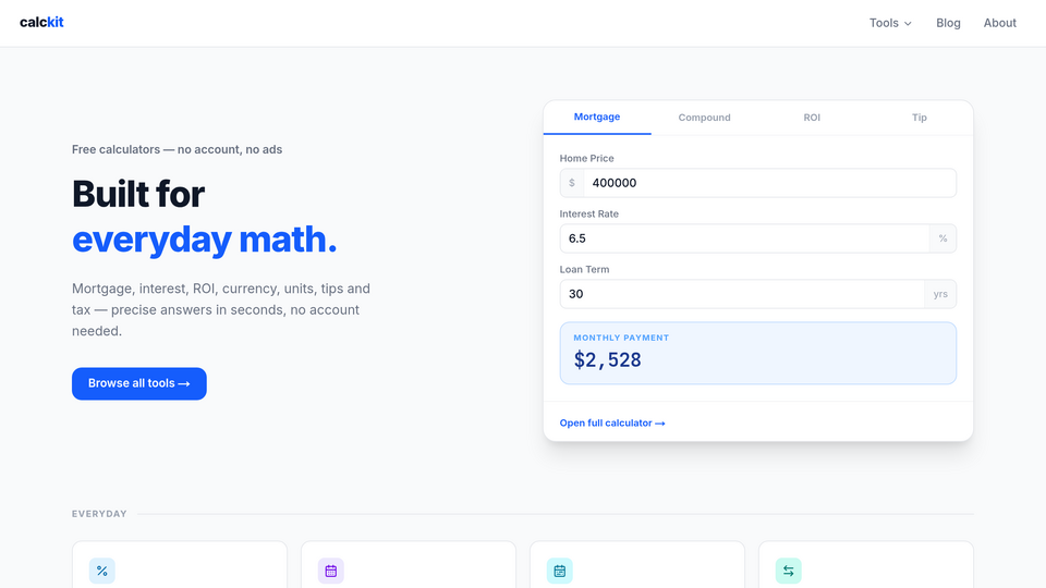 Screenshot of calckit