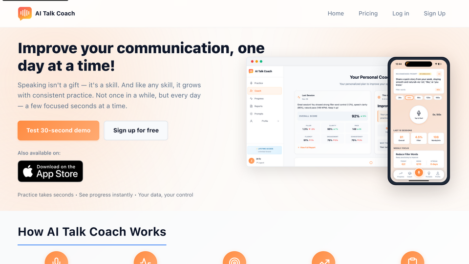 Screenshot of AI Talk Coach