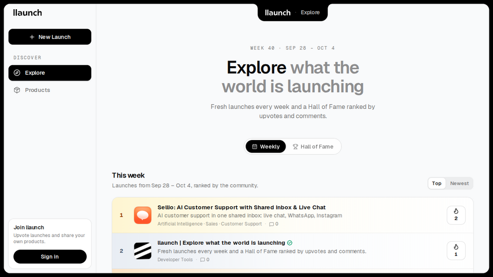 Screenshot of llaunch
