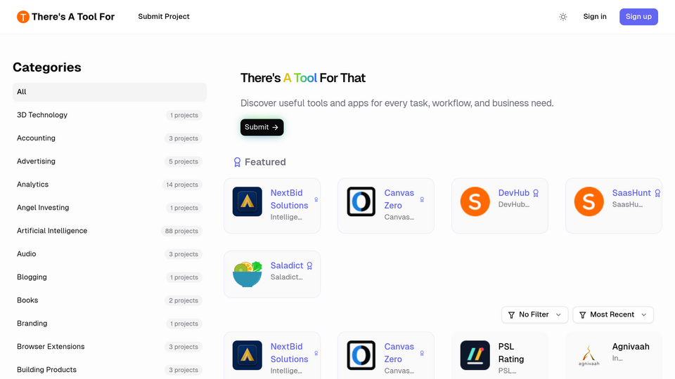 Screenshot of There's A Tool For