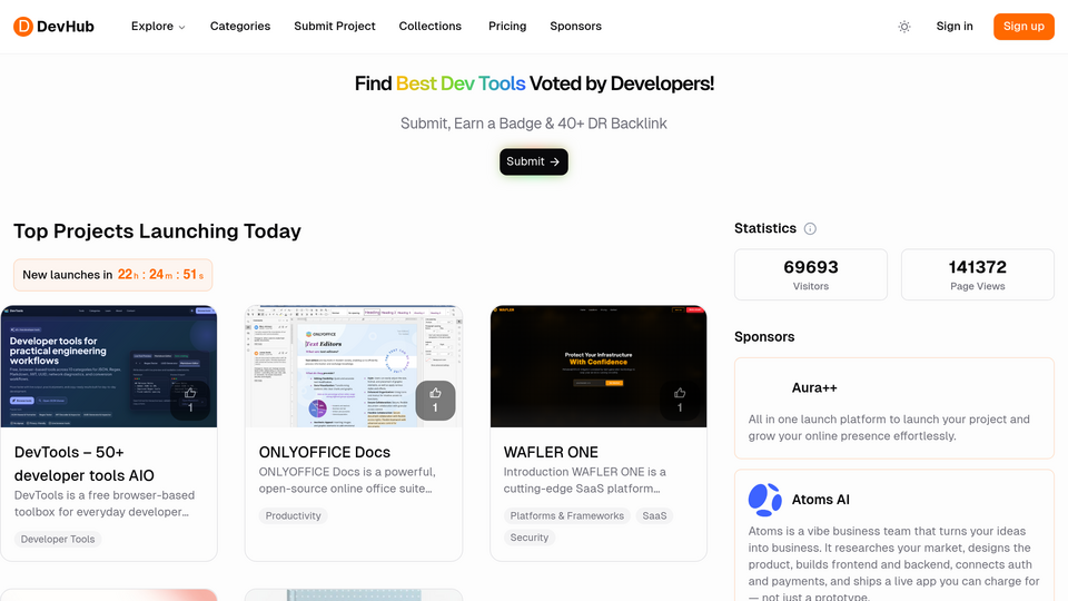 Screenshot of DevHub