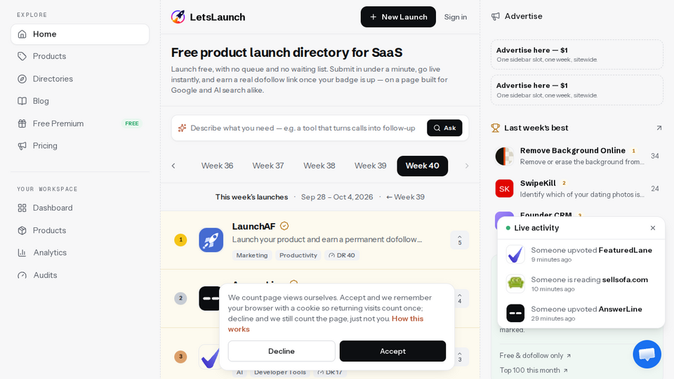 Screenshot of LetsLaunch