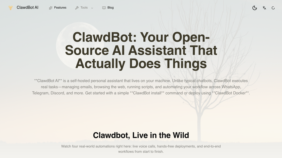 Screenshot of ClawdBot AI