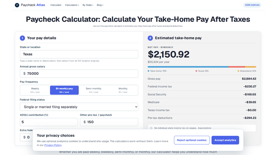 Screenshot of Paycheck Atlas