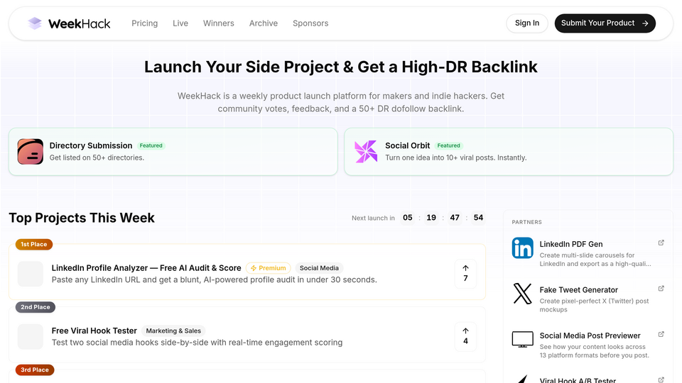 Screenshot of WeekHack