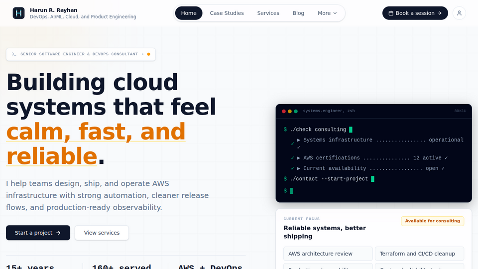 Screenshot of Harun.dev Consulting